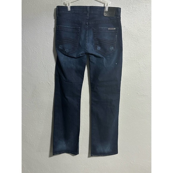 ARMANI EXCHANGE A/F BLUE-BLACK DISTRESSED STRE DESTROY DENIM BLUE JEANS SIZE 32 - Picture 2 of 8